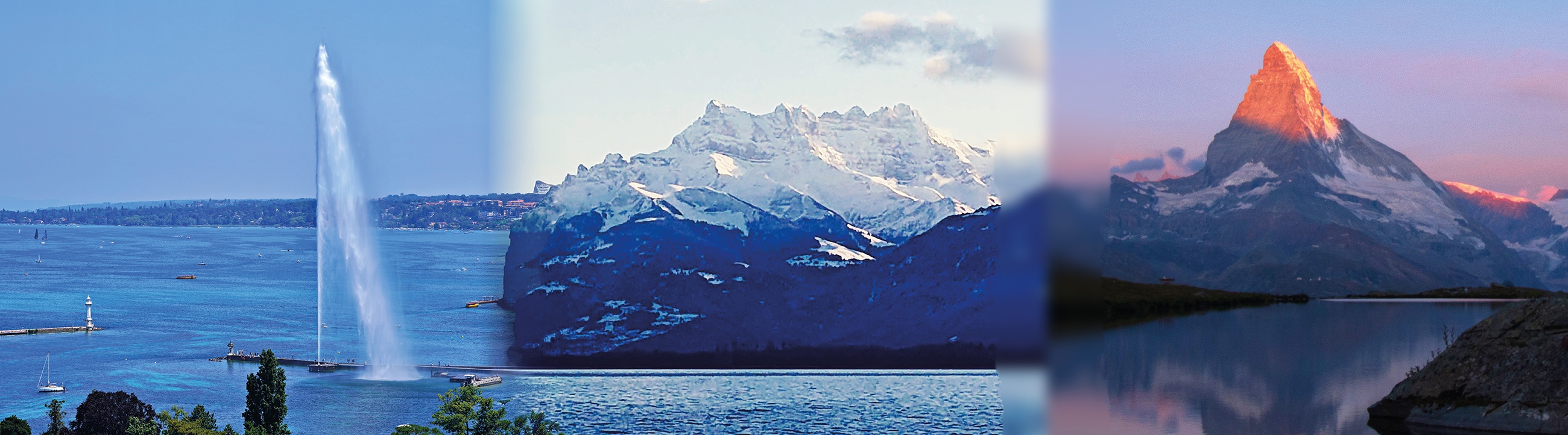 3 images de paysage, mer - montagne